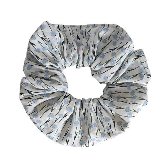 Chouchou pochette • Fleurs bleues
