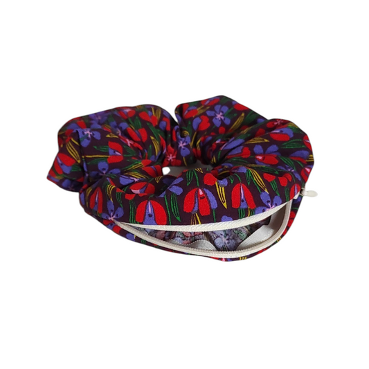 Chouchou pochette • Rouge fleuri