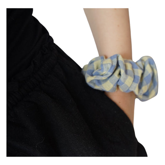 Chouchou pochette • Carreaux jaunes/bleus