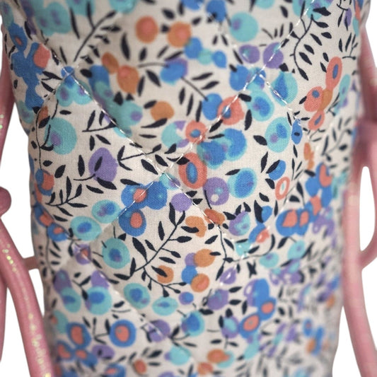 Pochette gourde - fleurs bleues