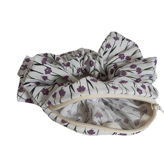 Chouchou pochette • Fleurs bordeaux