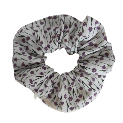 Chouchou pochette • Fleurs bordeaux