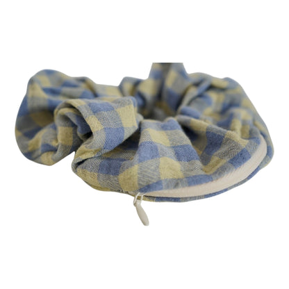 Chouchou pochette • Carreaux jaunes/bleus