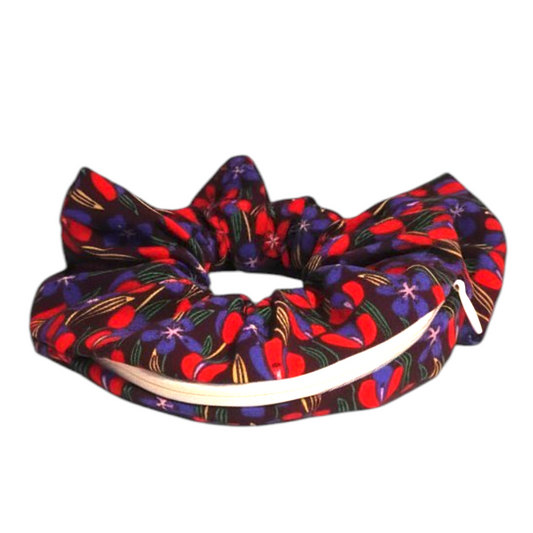 Chouchou pochette • Rouge fleuri