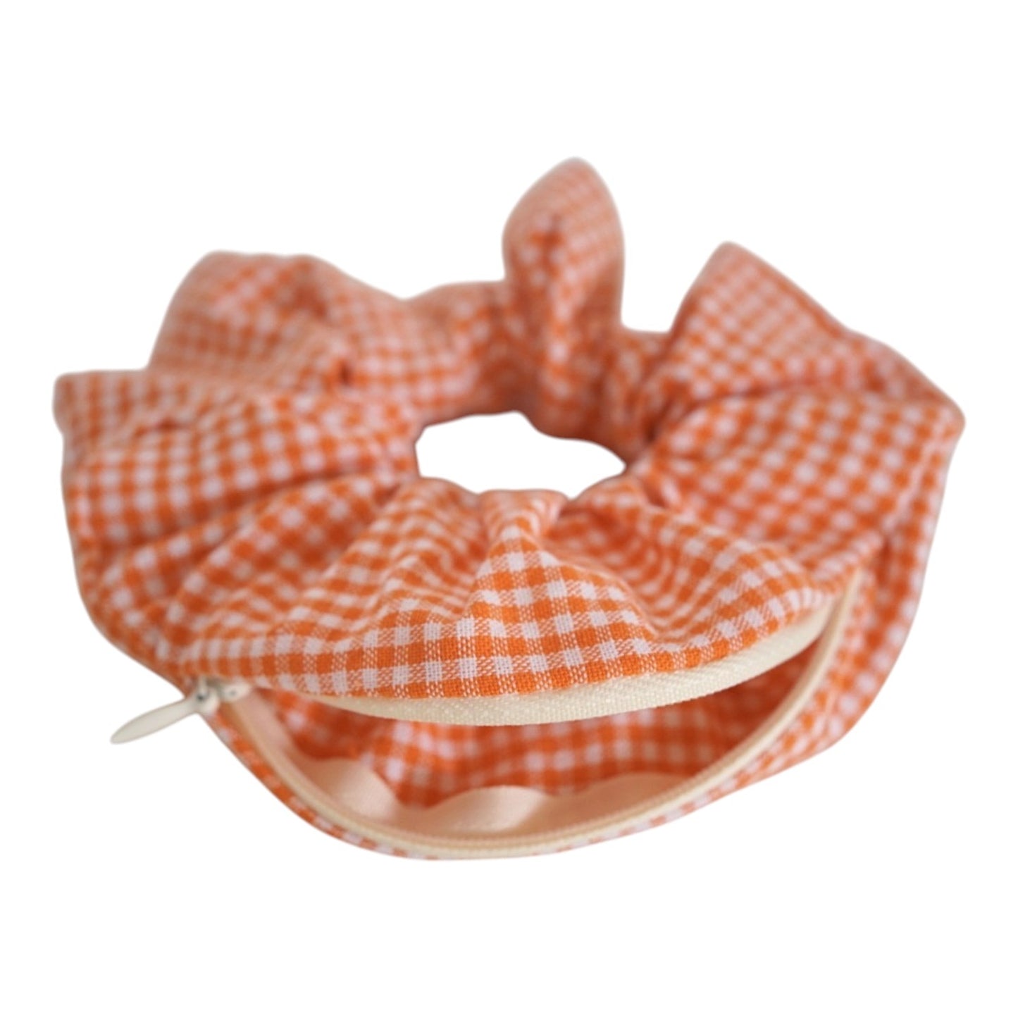 Chouchou pochette • Carreaux oranges