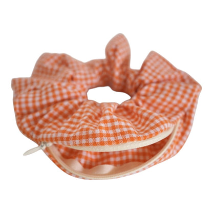 Chouchou pochette • Carreaux oranges