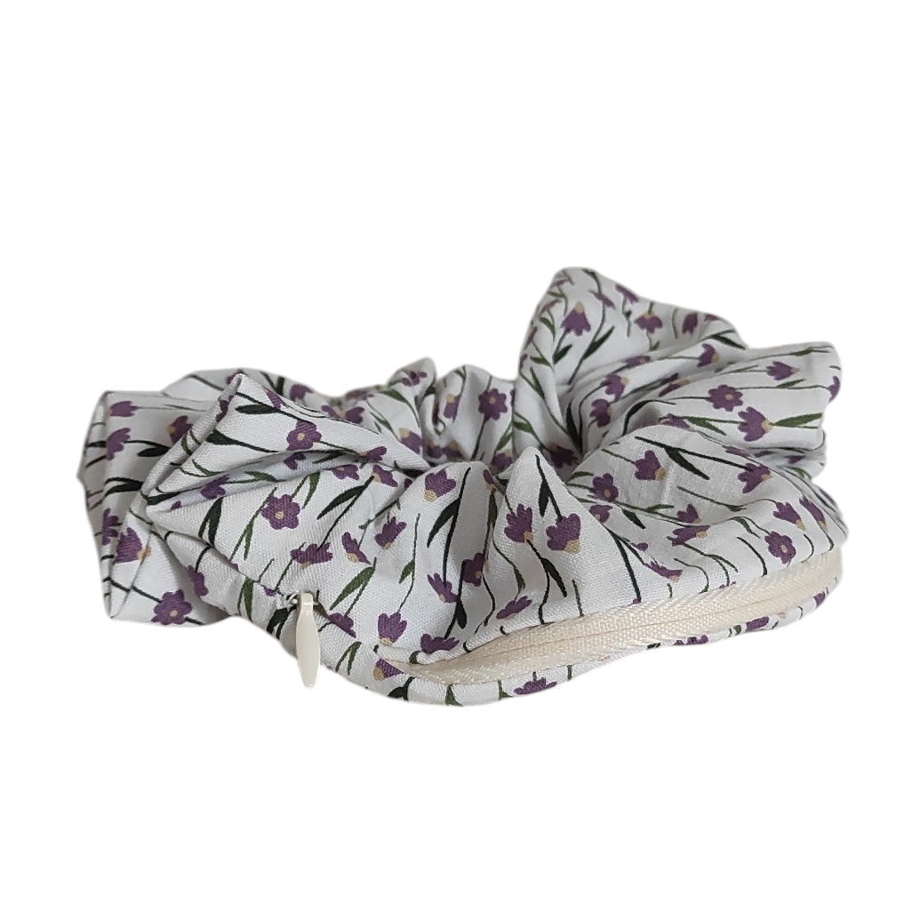 Chouchou pochette • Fleurs bordeaux