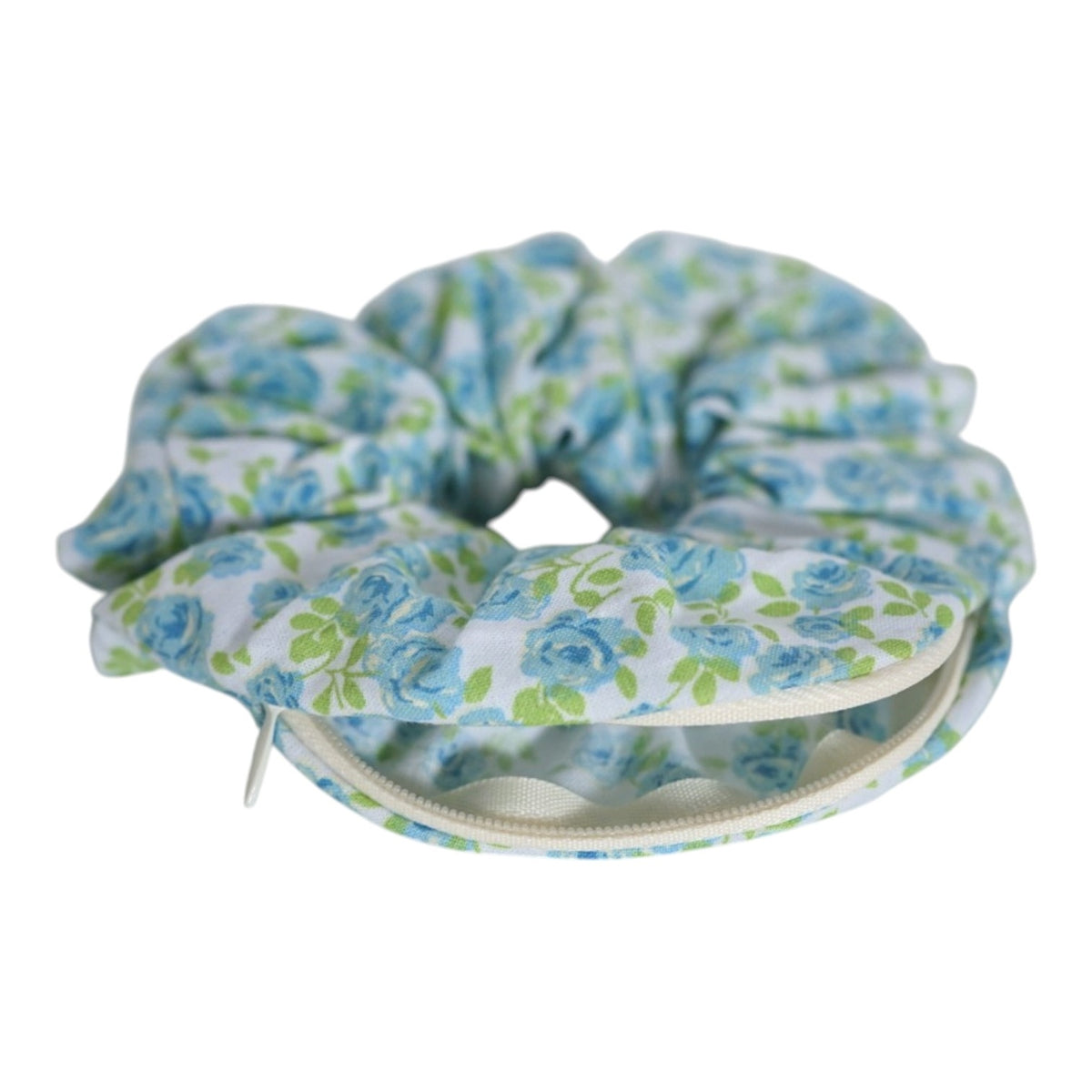 Chouchou pochette • Fleurs bleues
